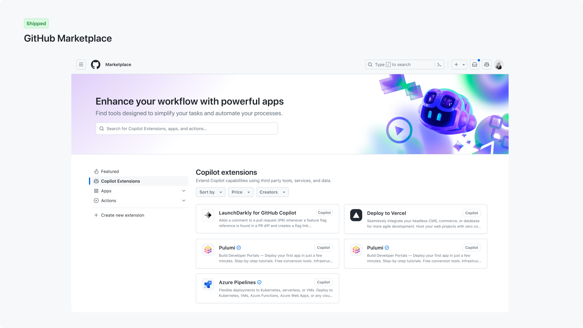GitHub Marketplace product UI — 2 of 7