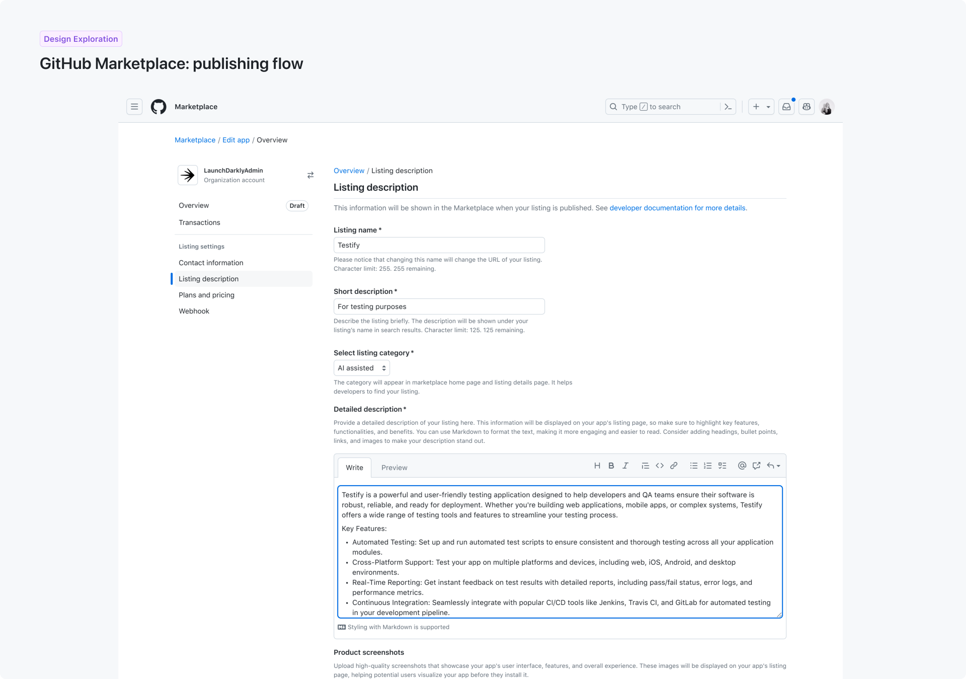 GitHub Marketplace product UI — 5 of 7