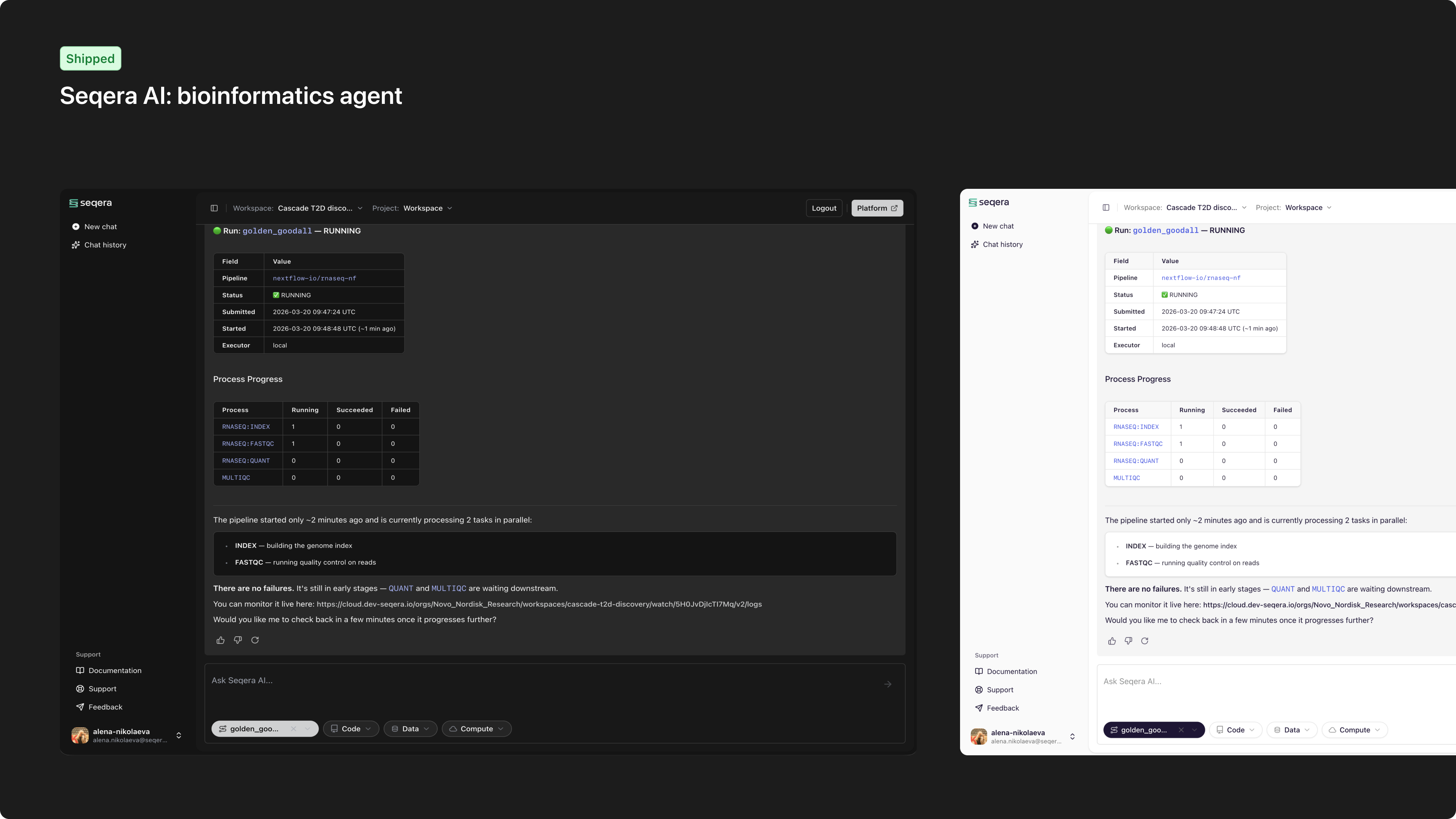 Seqera AI product UI — 4 of 5